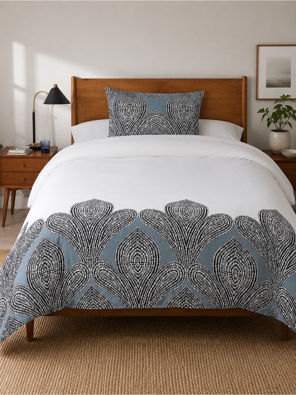 West Elm Fleur Organic Cotton Sateen Duvet Cover Full Queen NWT